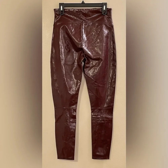 SPANX NWOT Faux Patent Leather Leggings in Ruby - Picture 7 of 12